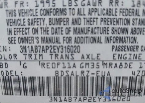 2014 Nissan Sentra Sr z USA, uszkodzony, nr VIN 3N1AB7AP2EY316020